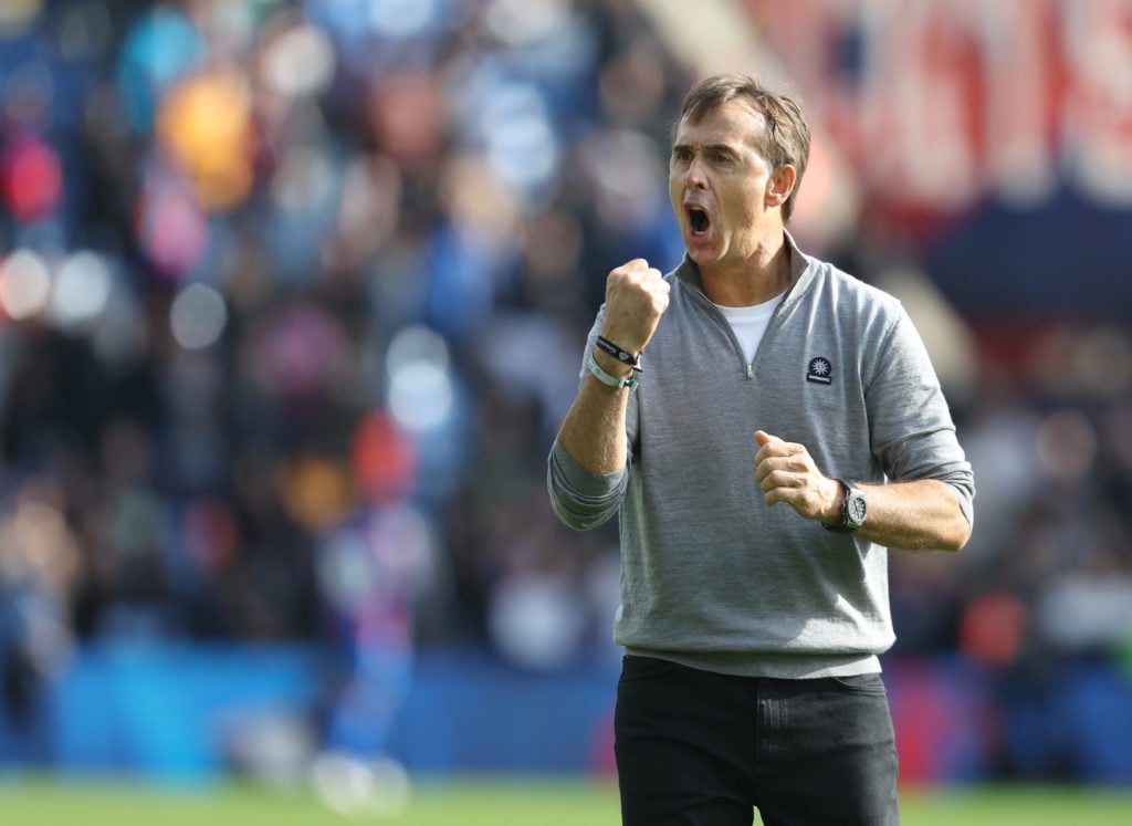 West Ham United manager Julen Lopetegui celebrates at the end of the match during the Premier League match between Crystal Palace FC and West Ham U...