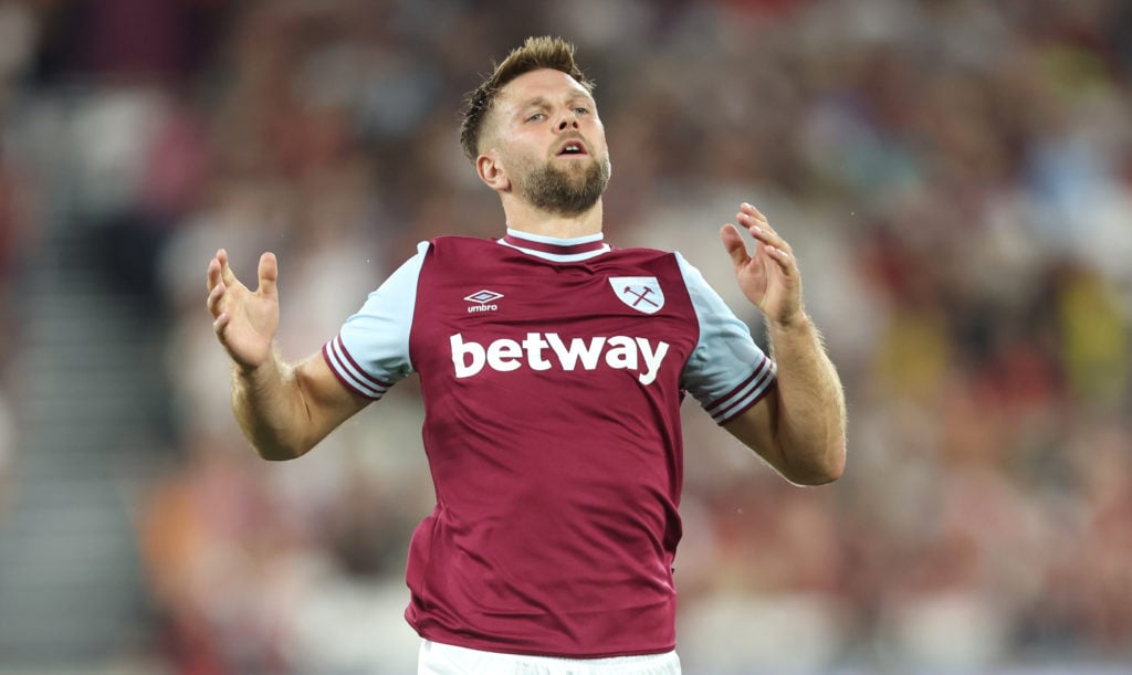 West Ham United's Niclas Fullkrug during the Carabao Cup Second Round match between West Ham United and AFC Bournemouth at London Stadium on August...