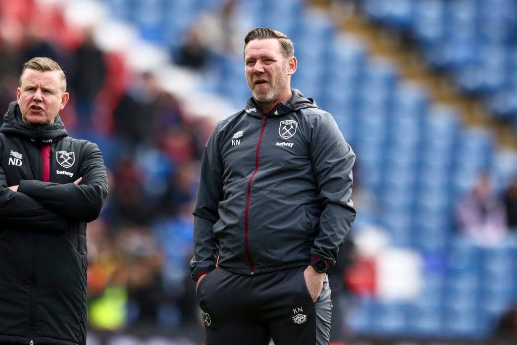 Kevin Nolan, the assistant manager of West Ham United, is watching the Premier League match between Crystal Palace and West Ham United at Selhurst ...