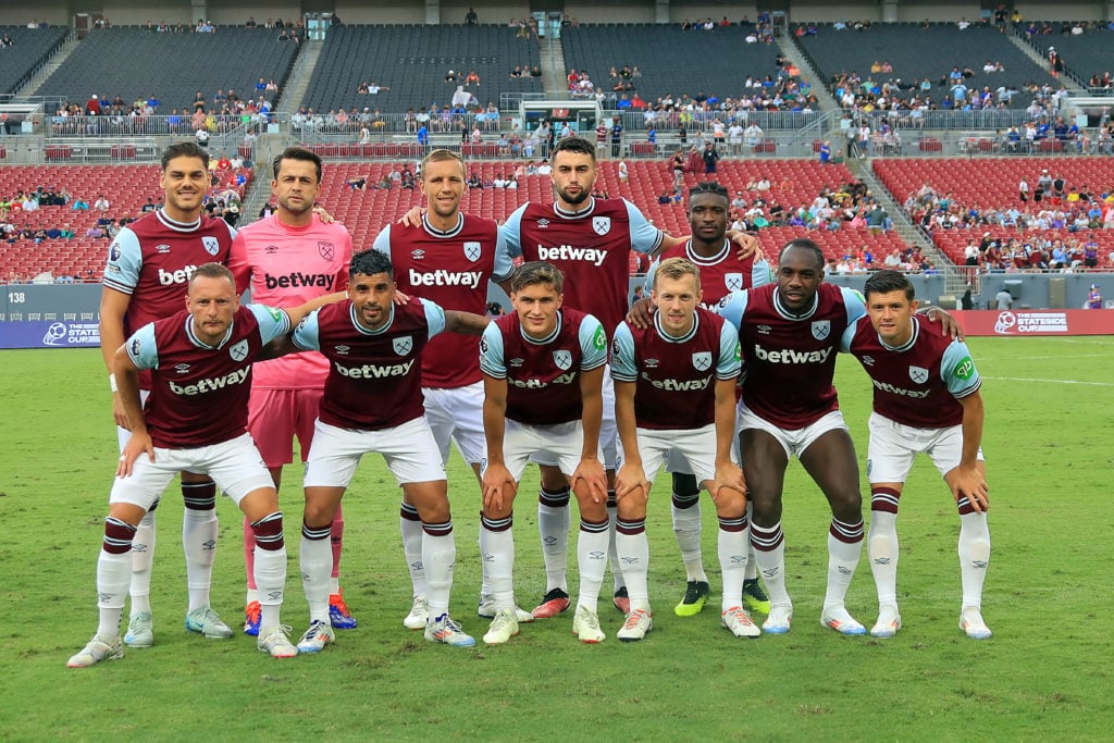 West Ham United starting line-up of Lukasz Fabianski (1), Aaron Cresswell (3) Captain, Vladimir Coufal (5), James Ward-Prowse (7), Michail Antonio ...