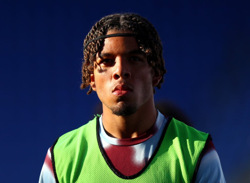 Ezra Mayers of West Ham United looks on during the warm up prior to the Bristol Street Motors Trophy match between Reading and West Ham United U21 ...