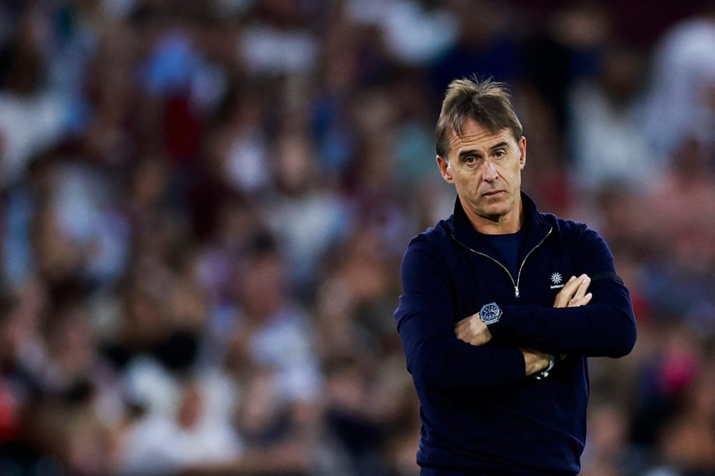 West Ham United's Spanish manager Julen Lopetegui during the English League Cup second round football match between West Ham United and Bournemouth...