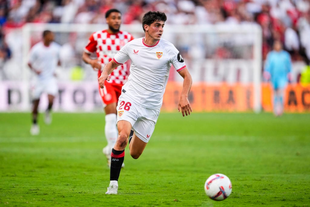 Juanlu Sanchez of Sevilla FC in action during the Spanish league, La Liga EA Sports, football match played between Sevilla FC and Girona FC at Ramo...