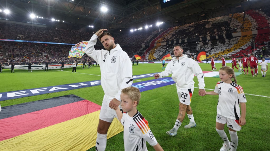 Niclas Fullkrug of Germany march in the stadium before the UEFA Nations League 2024/25 League A Group A3 match between Germany and Hungary at Merku...