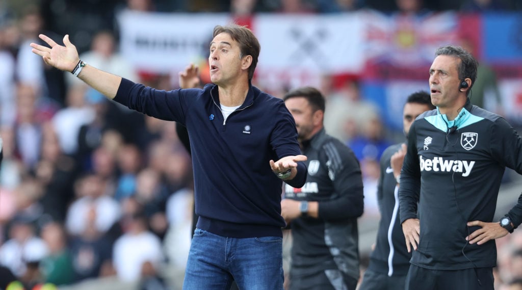 West Ham United manager Julen Lopetegui during the Premier League match between Fulham FC and West Ham United FC at Craven Cottage on September 14,...