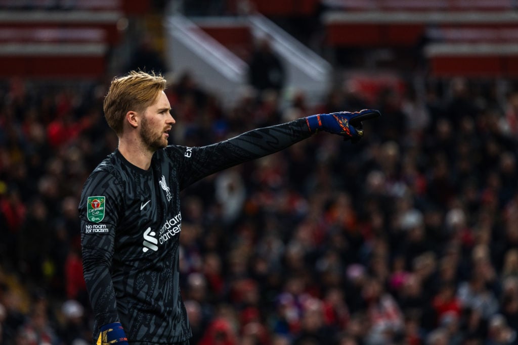 (THE SUN OUT. THE SUN ON SUNDAY OUT) Caoimhin Kelleher of Liverpool during the Carabao Cup Third Round match between Liverpool and West Ham United ...