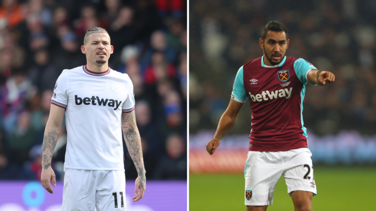 Payet (R) and Kalvin Phillips (L) in west Ham kits
