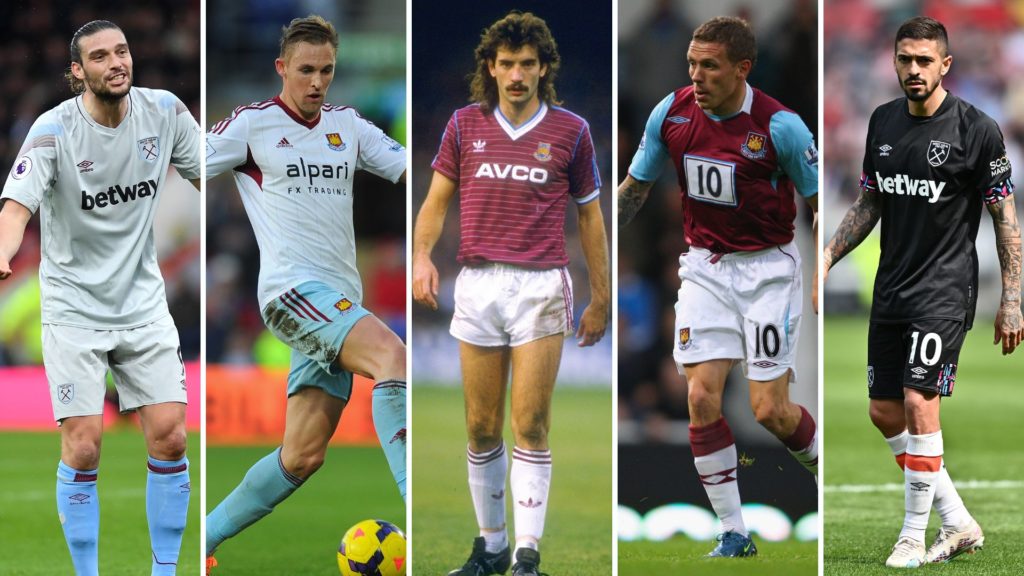 Split image of Jack Collinson, Andy Carroll, Craig Bellamy, Alan Devonshire, and Manuel Lanzini