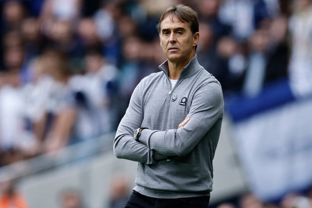 West Ham United's Spanish manager Julen Lopetegui looks on during the English Premier League football match between Tottenham Hotspur and West Ham ...