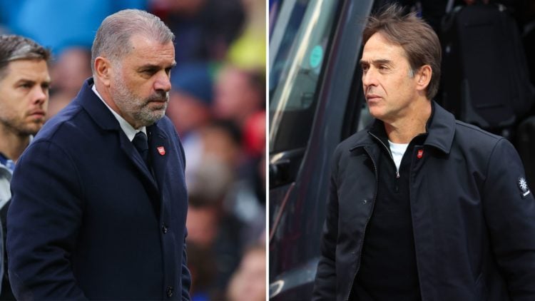 Split image of Ange Postecoglou and Julen Lopetegui.