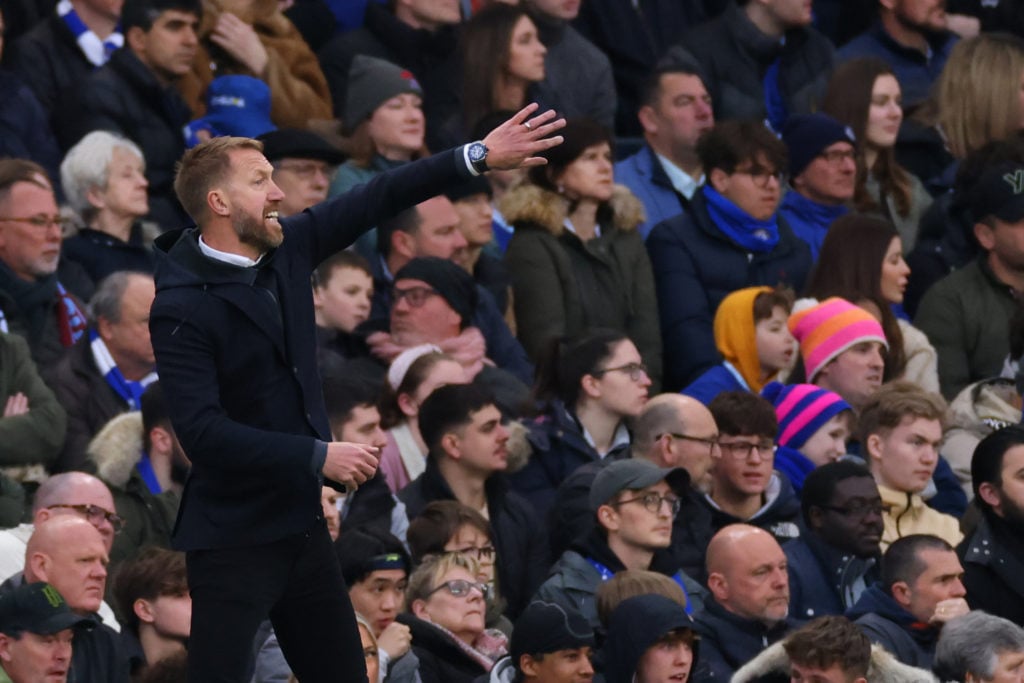 Chelsea Head Coach Graham Potter during the Premier League match between Chelsea FC and Aston Villa at Stamford Bridge on April 1, 2023 in London, ...