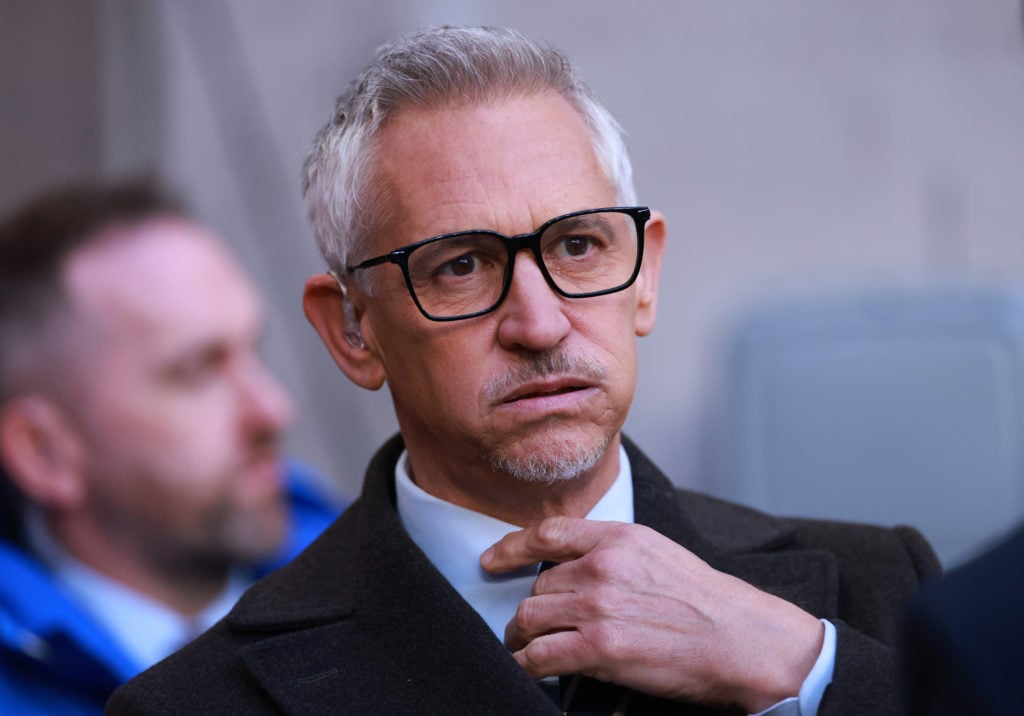 BBC Match of the Day presenter Gary Lineker during the Emirates FA Cup Semi Final match between Manchester City and Chelsea at Wembley Stadium on A...