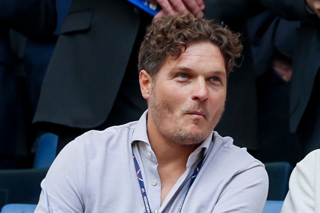 Edin Terzic  sits on the VIP stand and watches the game prior to the UEFA EURO 2024 group stage match between Croatia and Albania at Volksparkstadi...