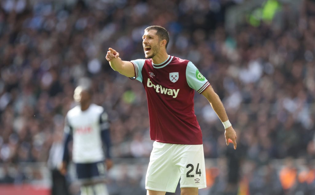 West Ham United's Guido Rodriguez during the Premier League match between Tottenham Hotspur FC and West Ham United FC at Tottenham Hotspur Stadium ...