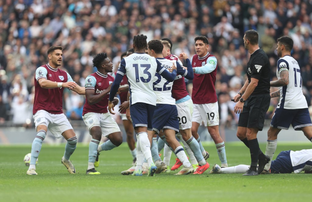 A second half incident which led to West Ham United's Mohammed Kudus receiving a red card during the Premier League match between Tottenham Hotspur...