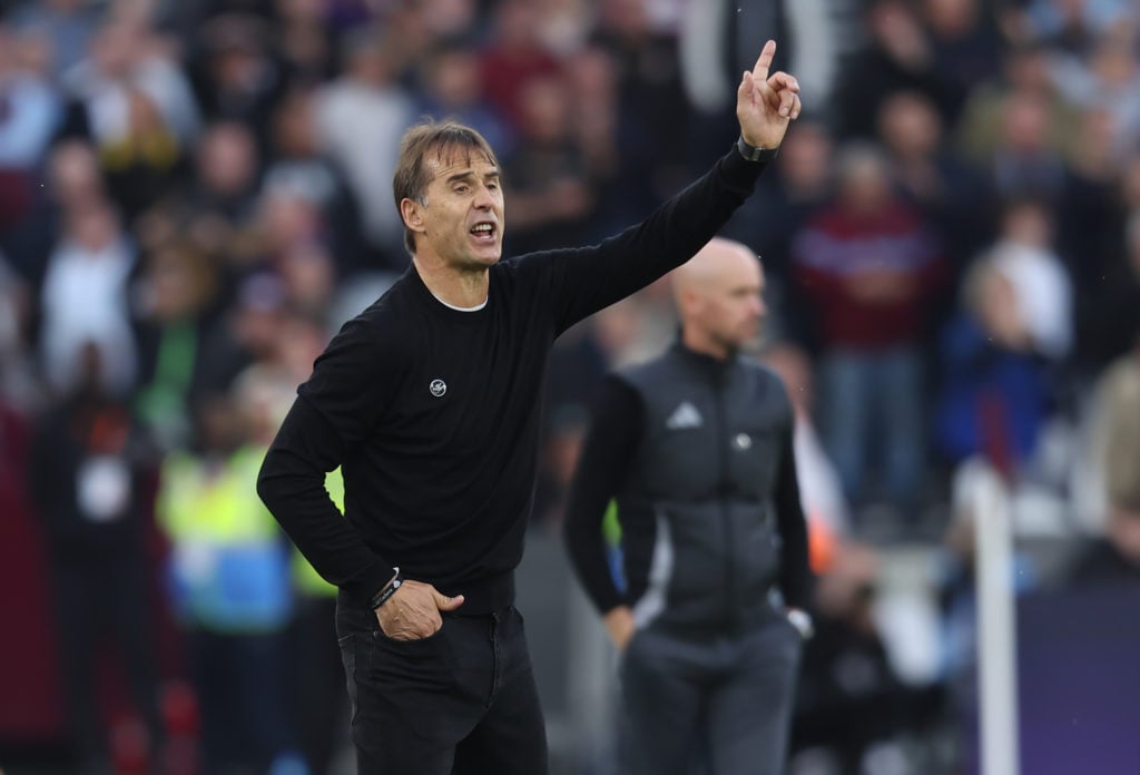 West Ham United manager Julen Lopetegui during the Premier League match between West Ham United FC and Manchester United FC at London Stadium on Oc...