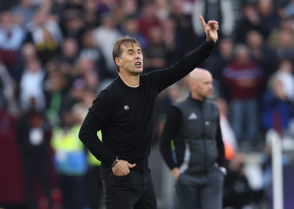 West Ham United manager Julen Lopetegui during the Premier League match between West Ham United FC and Manchester United FC at London Stadium on Oc...