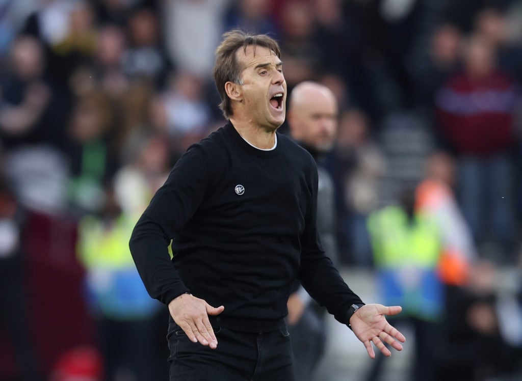 West Ham United manager Julen Lopetegui during the Premier League match between West Ham United FC and Manchester United FC at London Stadium on Oc...