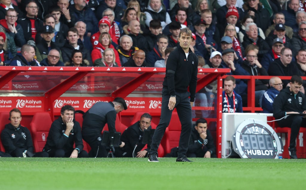 West Ham United manager Julen Lopetegui during the Premier League match between Nottingham Forest FC and West Ham United FC at City Ground on Novem...