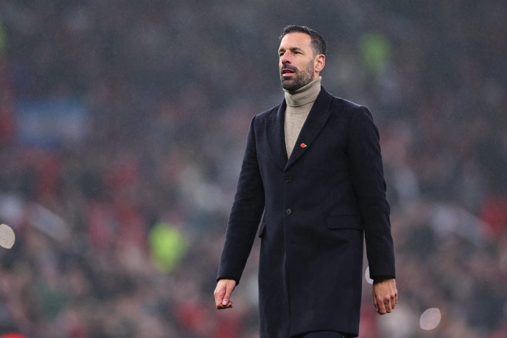 Ruud van Nistelrooy the interim head coach / manager of Manchester United during the Premier League match between Manchester United FC and Leiceste...