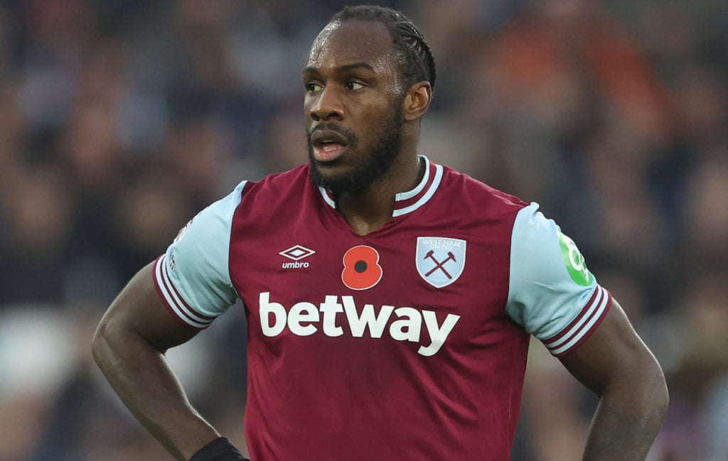 Michail Antonio of West Ham  United  during the Premier League match between West Ham United FC and Everton FC at London Stadium on November 09, 20...