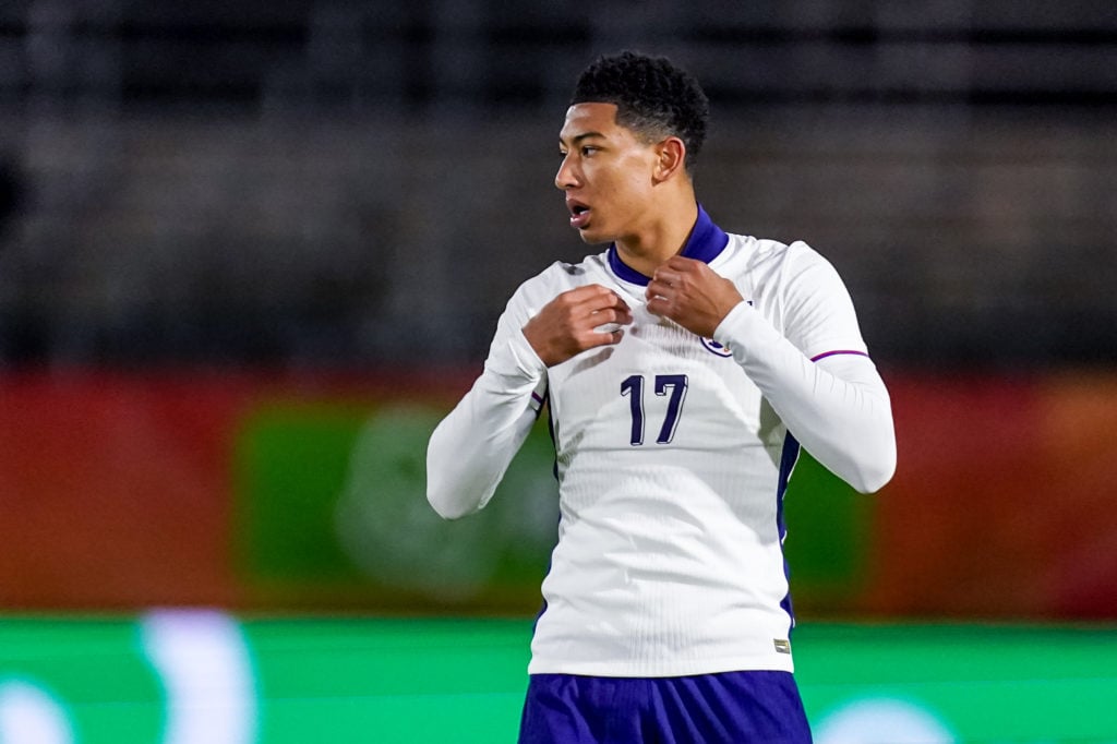 Jobe Bellingham of England U21 looks on during the World International Friendly match between Netherlands U21 and England U21 at Yanmar Stadion on ...