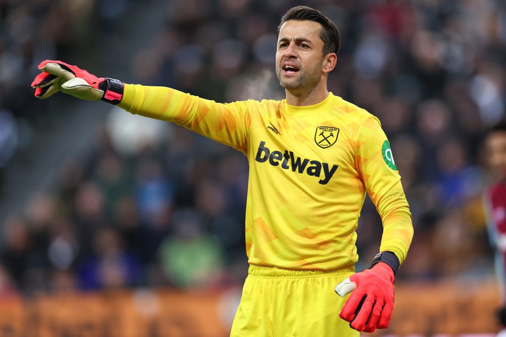 Lukasz Fabianksi of West Ham United during the Premier League match between Newcastle United FC and West Ham United FC at St James' Park on Novembe...