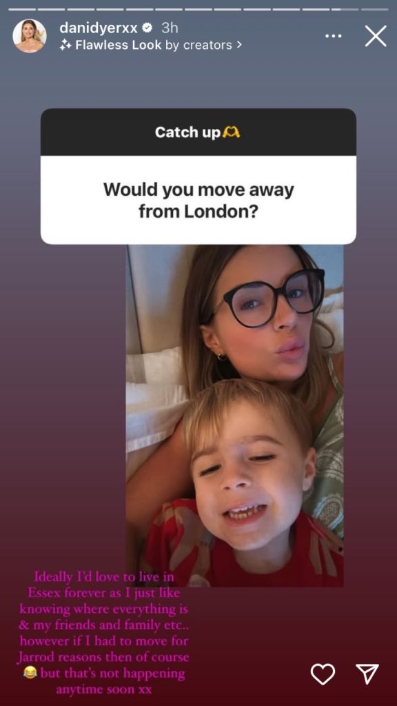 Dani Dyer response on social media when asked about leaving Essex for Jarrod Bowen reasons. Photo: Dani Dyer Instagram