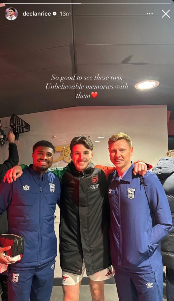 Declan Rice with former West Ham teammates Ben Johnson and David Martin Photo Declan Rice Instagram