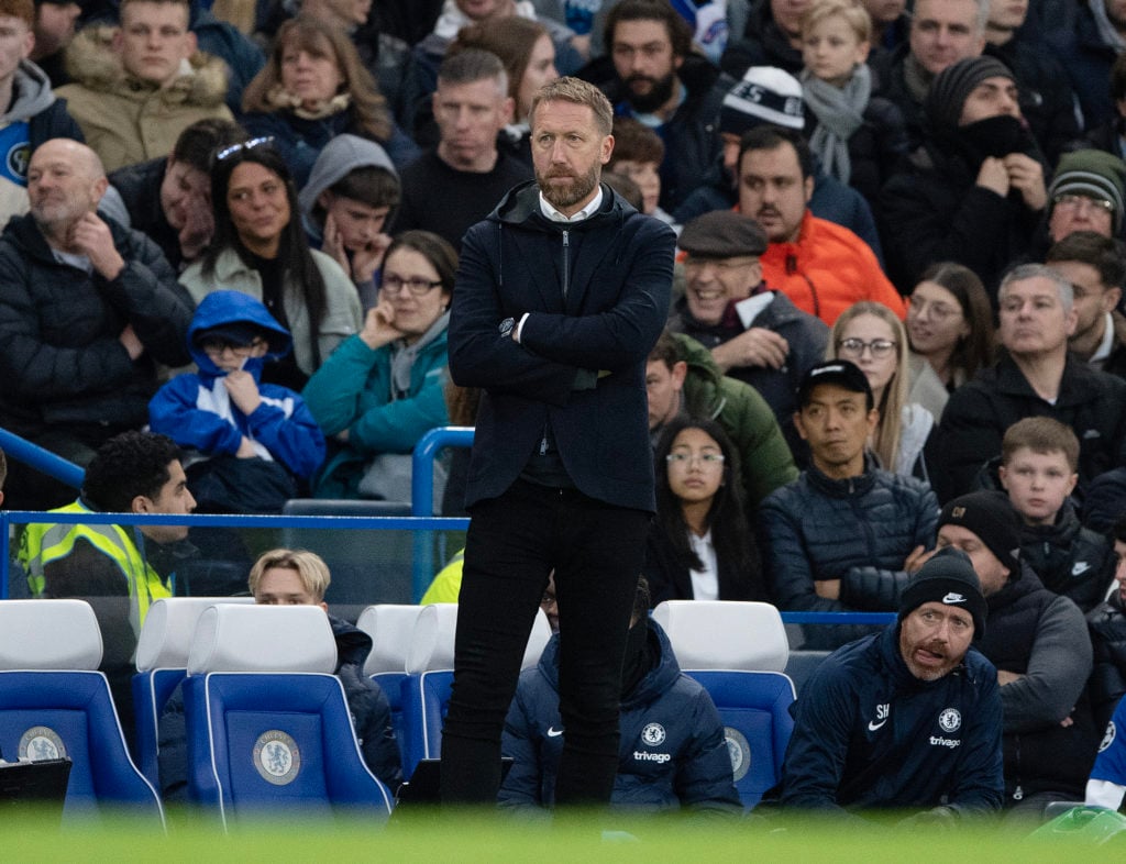 Chelsea manager Graham Potter during the Premier League match between Chelsea FC and Aston Villa at Stamford Bridge on April 01, 2023 in London, En...