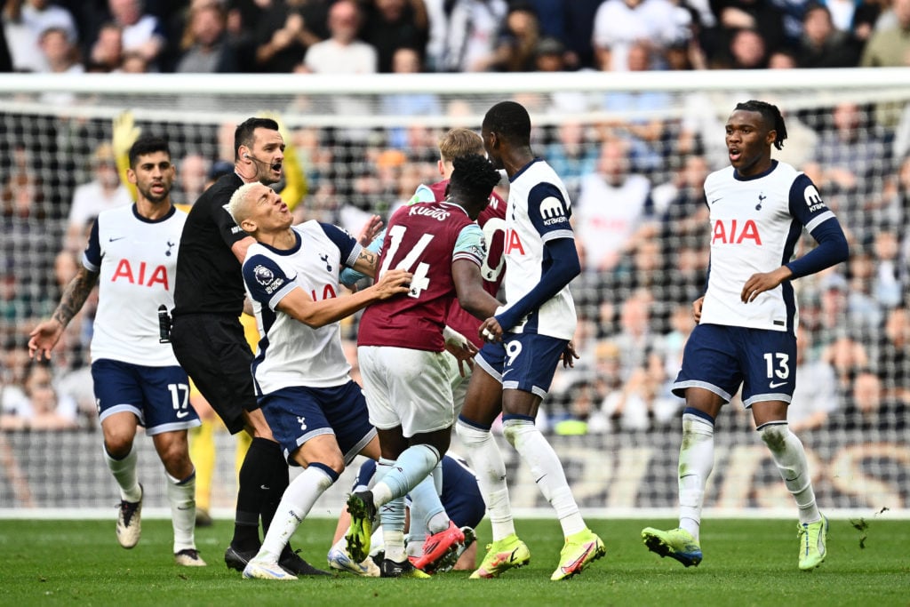 A second half incident which led to West Ham United's Mohammed Kudus receiving a red card during the Premier League match between Tottenham Hotspur...