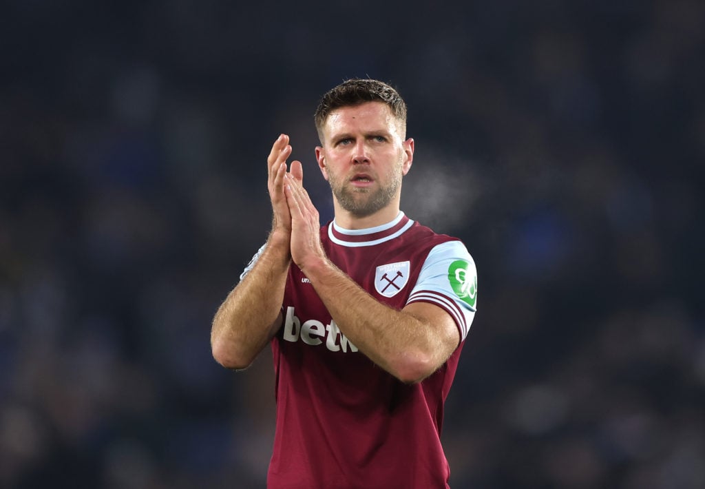 Niclas Fullkrug of West Ham United during the Premier League match between Leicester City FC and West Ham United FC at The King Power Stadium on De...