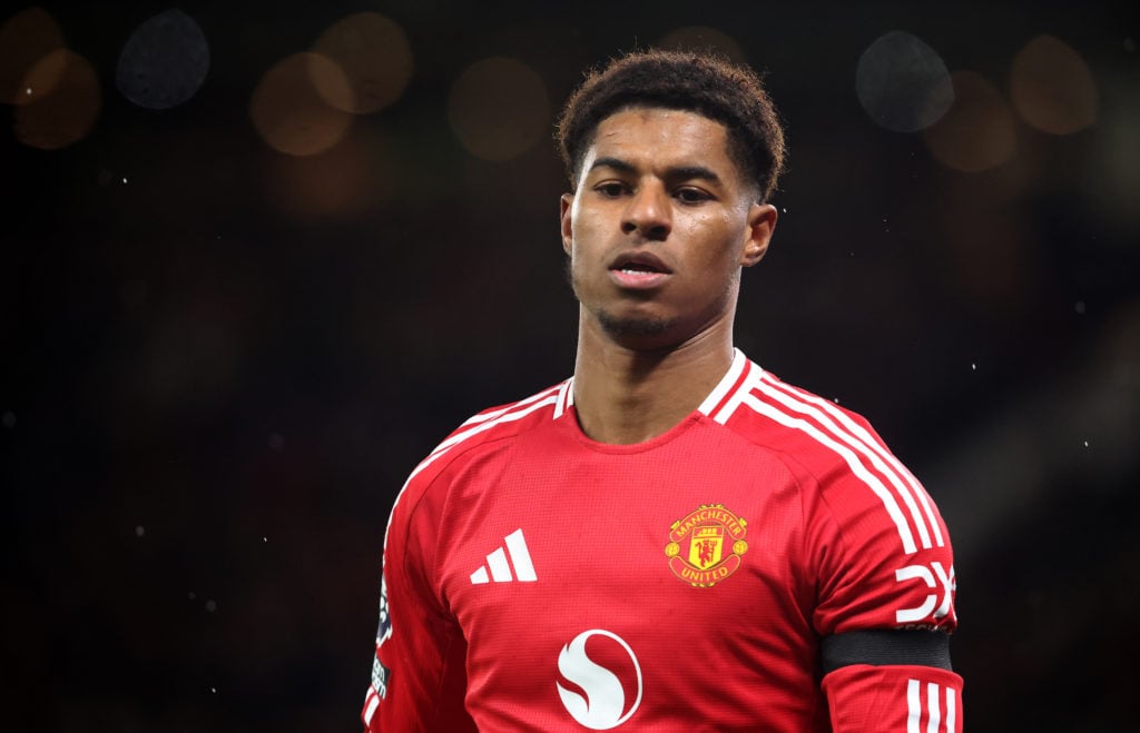 Manchester United's Marcus Rashford during the Premier League match between Manchester United FC and Nottingham Forest FC at Old Trafford on Decemb...