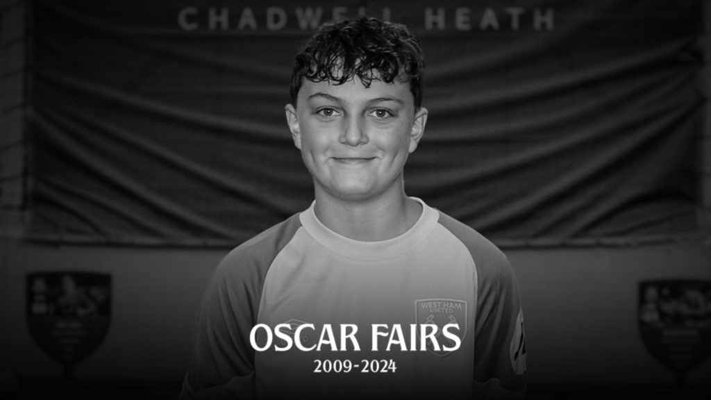 Oscar Fairs, West Ham youth goalkeeper, has tragically passed away. Photo: West Ham United FC