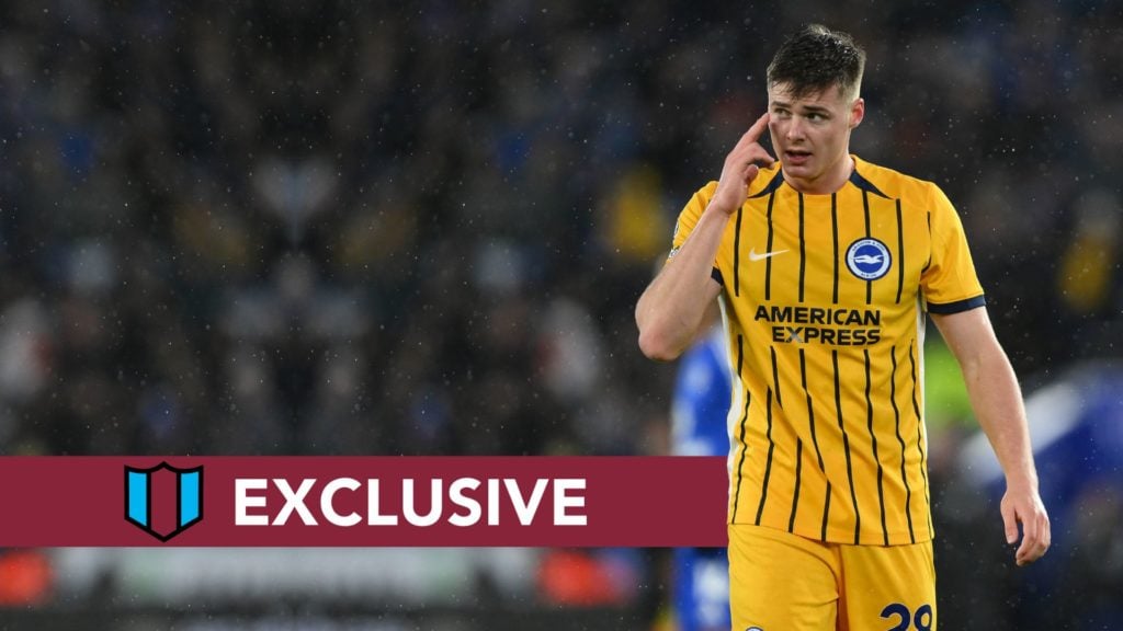 Evan Ferguson of Brighton participates in the Premier League match between Leicester City and Brighton and Hove Albion