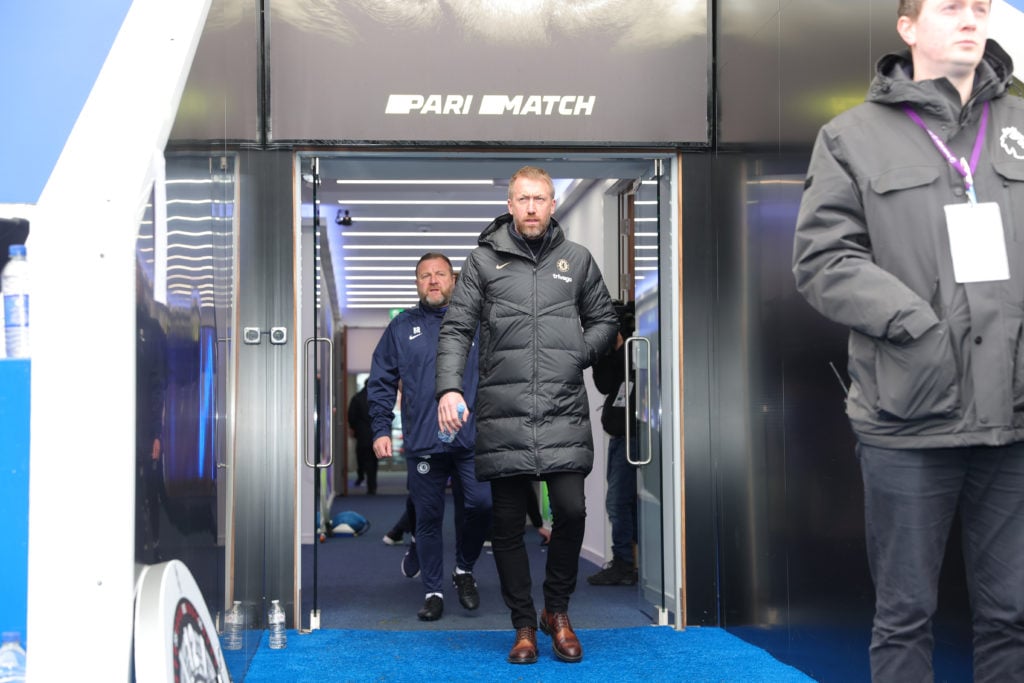 Chelsea Manager Graham Potter during the Premier League match between Leicester City and Chelsea FC at King Power Stadium on March 11, 2023 in Leic...