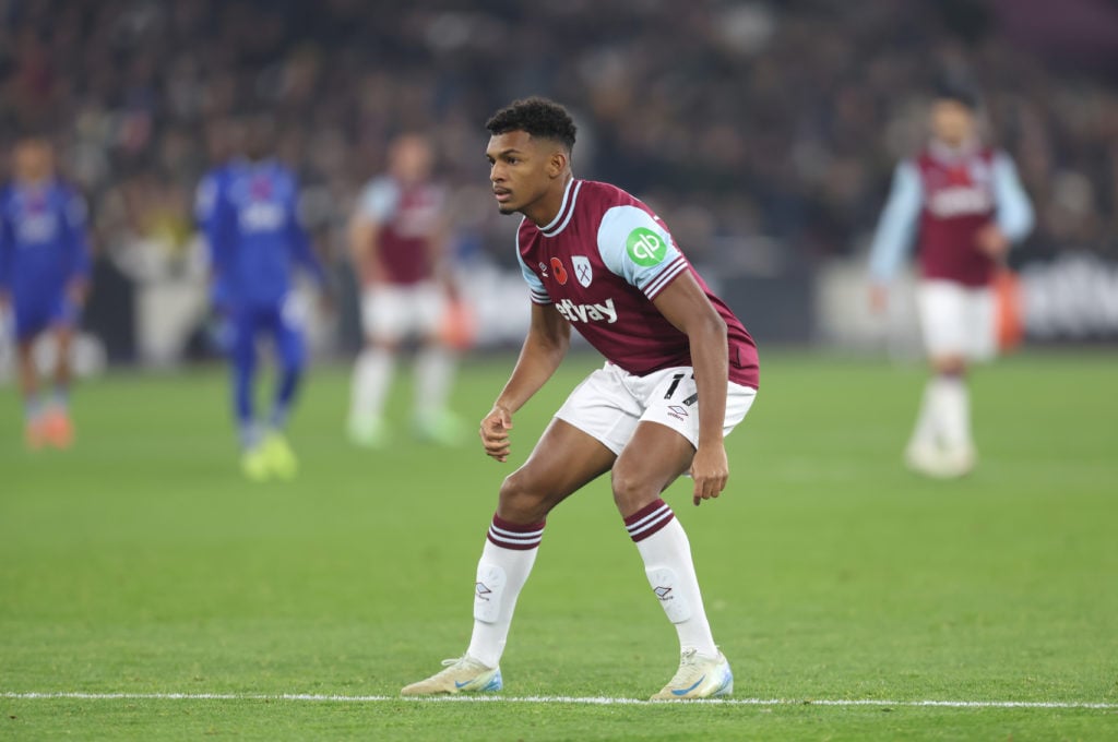 West Ham United's Luis Guilherme during the Premier League match between West Ham United FC and Everton FC at London Stadium on November 9, 2024 in...