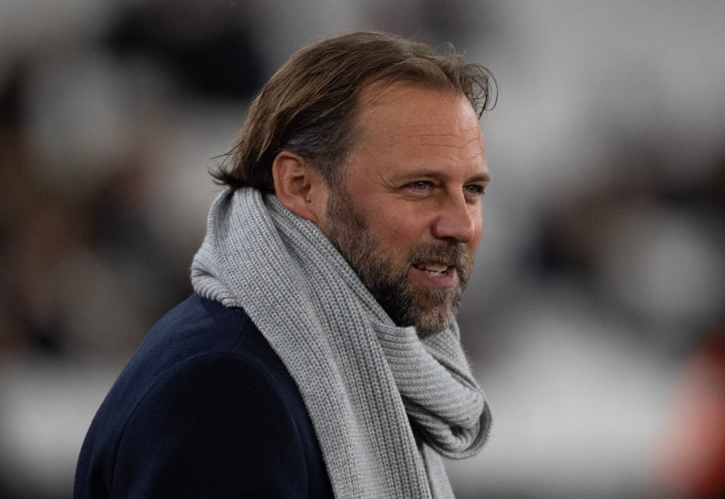 West Ham technical director Tim Steidten is seen prior to the Premier League match between West Ham United FC and Wolverhampton Wanderers FC at Lon...