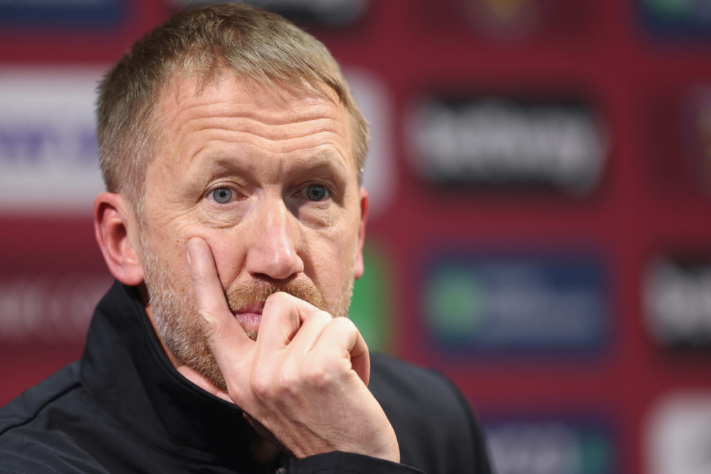 West Ham United manager Graham Potter during the post match press conference during the Premier League match between West Ham United FC and Crystal...