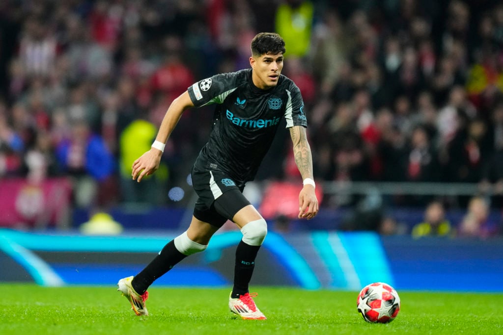 Piero Hincapie centre-back of Bayer 04 Leverkusen and Ecuador during the UEFA Champions League 2024/25 League Phase MD7 match between Atletico de M...