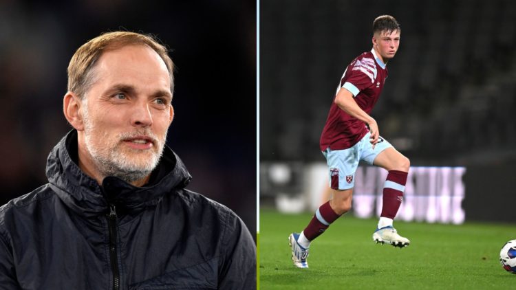 England manager Thomas Tuchel (L), Ollie Scarles of West Ham United (R)