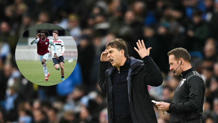 Former West Ham United head coach Julen Lopetegui, main image. Inset, West Ham under-18 right-back Jethro Medine in action against Manchester Unite...