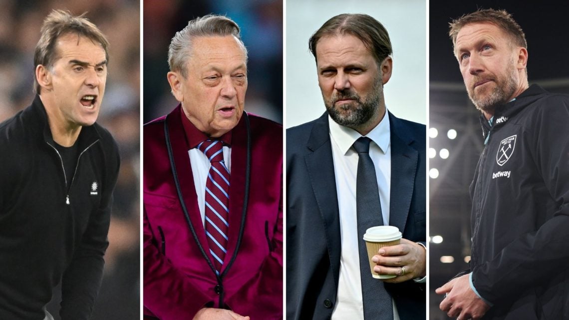 Ex West Ham boss Julen Lopetegui, co-owner David Sullivan, former technical director Tim Steidten and current Hammers manager Graham Potter.