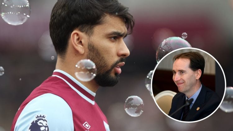 West Ham star Lucas Paqueta. Inset, FA CEO Mark Bullingham.