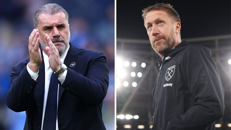 Tottenham manager Ange Postecoglou and West Ham counterpart Graham Potter.
