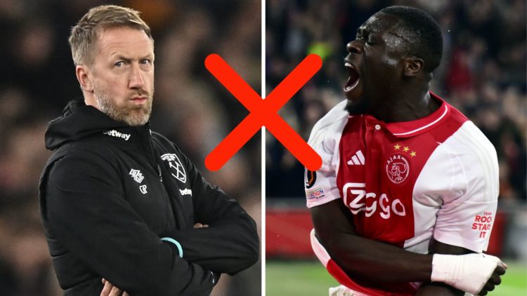 West Ham manager Graham Potter and Ajax striker Brian Brobbey.
