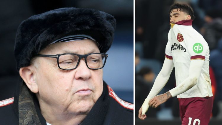West Ham majority owner David Sullivan and £51m record signing Lucas Paqueta.