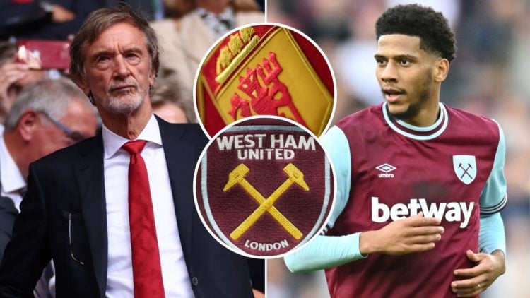 Man United co-owner Sit Jim Ratcliffe and West Ham star Jean-Clair Todibo.