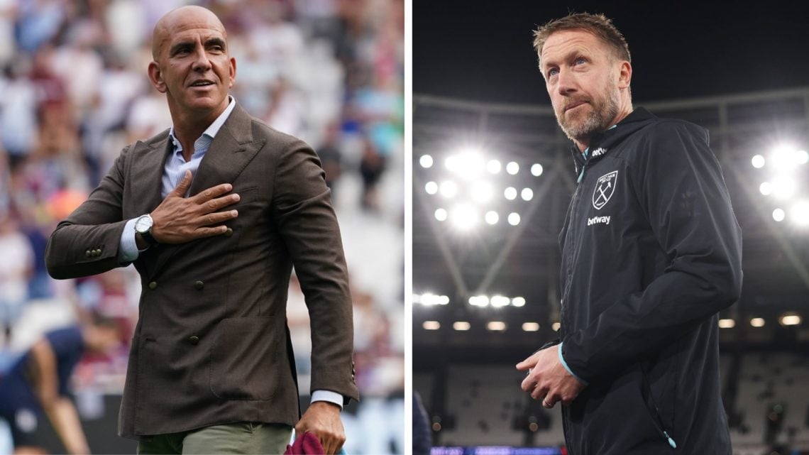 West Ham legend Paolo Di Canio on a visit to the London Stadium and Hammers boss Graham Potter.