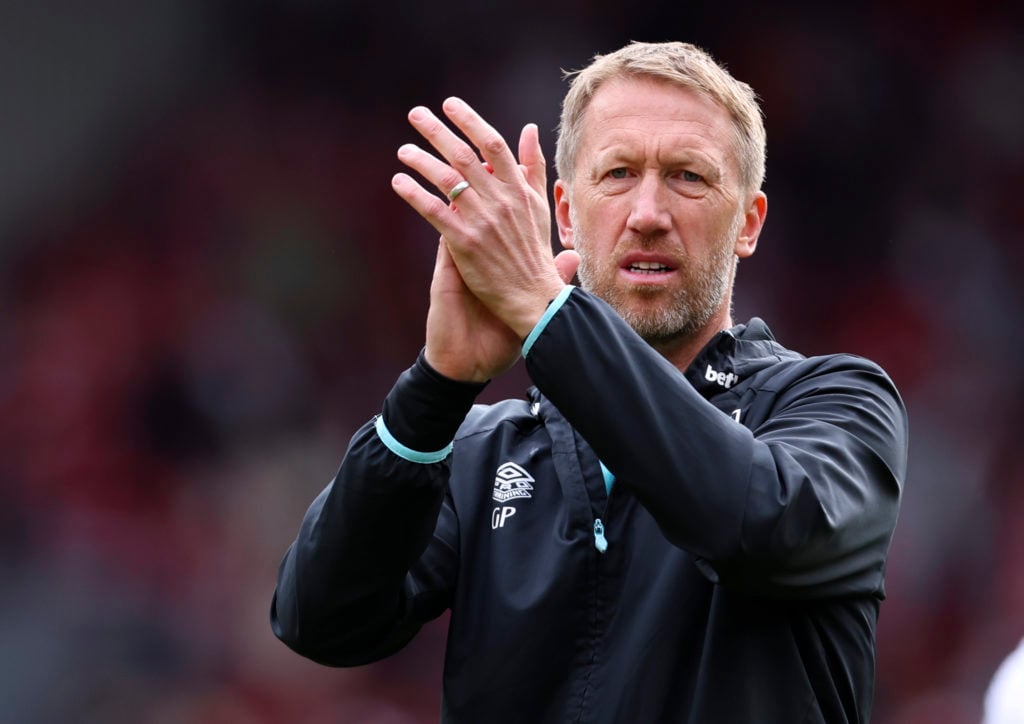 West Ham head coach Graham Potter applauds the club's fans